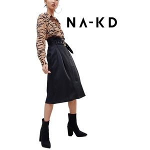 NWT NA-KD Paperbag Detail Midi Skirt - EU36/US4